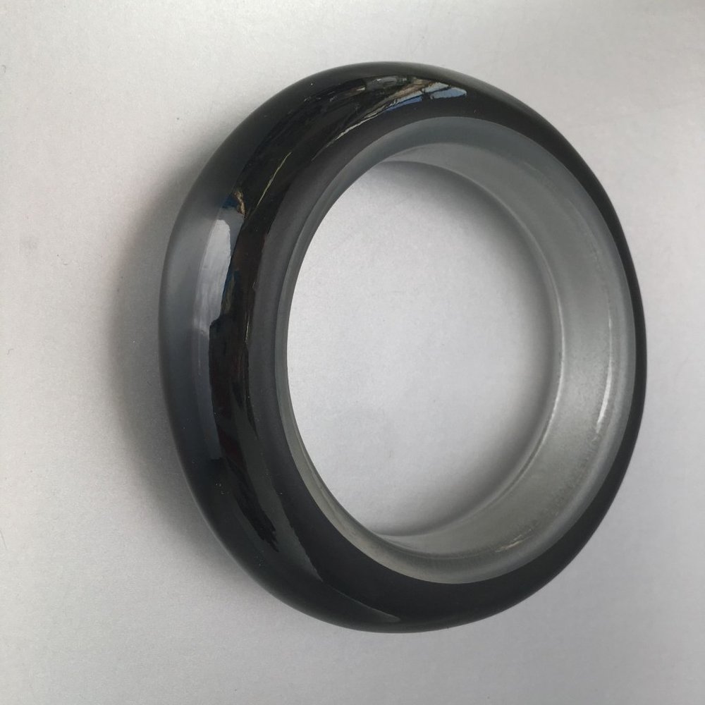 Translucent Gray Resin Asymmetrical Bangle Bracel… - image 4
